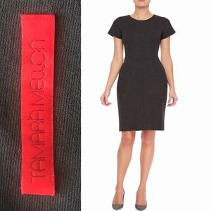 Tamara Mellon Wool Ponte Dress Black Charcoal